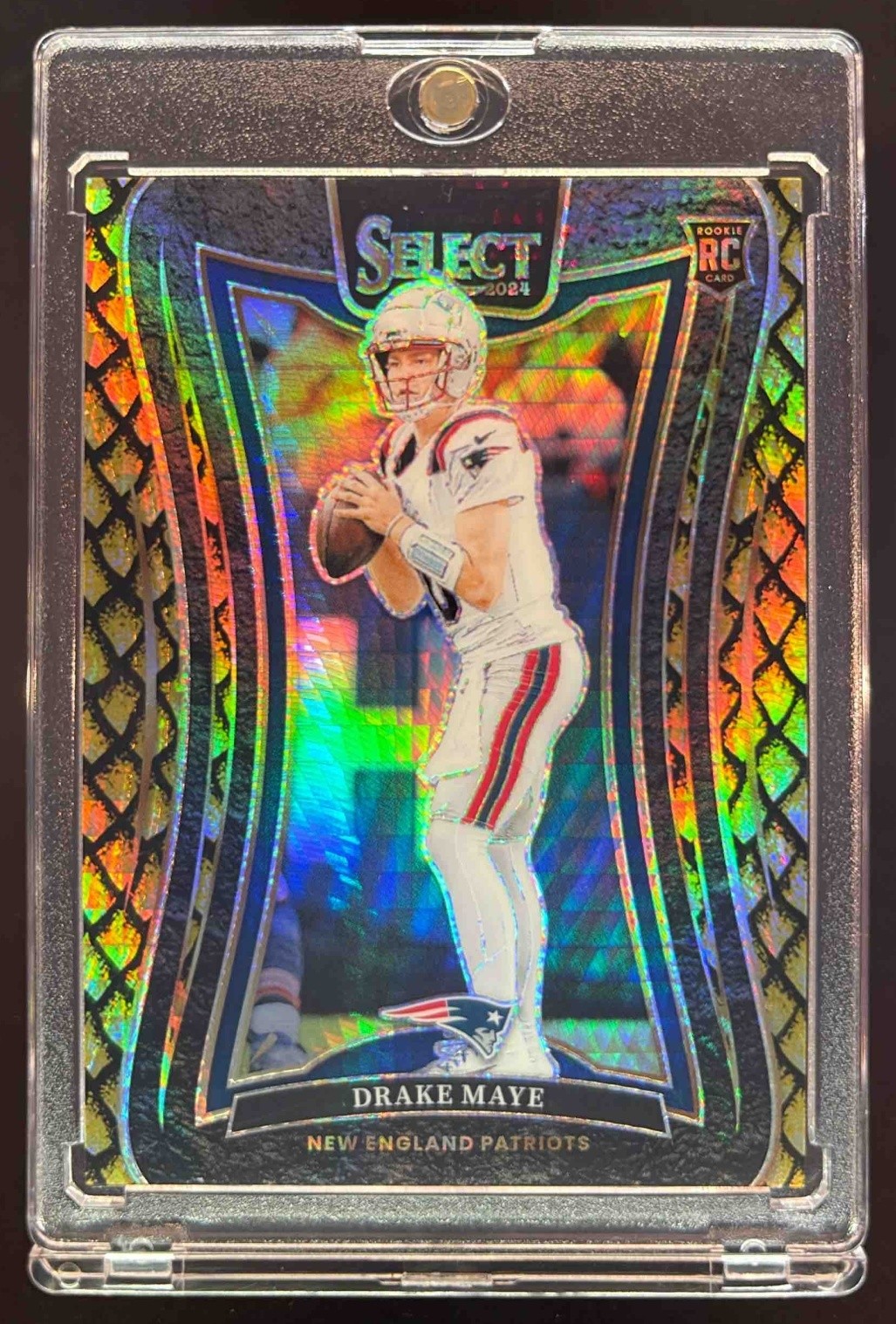 Drake Maye 2024 Panini Select #379 Gold Dragon Scale Prizm Suite RC /10