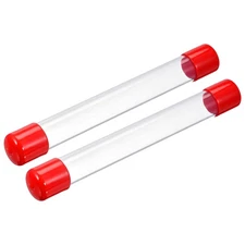 2 Set Clear Rigid Tube Plastic Tubing with Red Cap 23mmx25mm/0.91"x1"