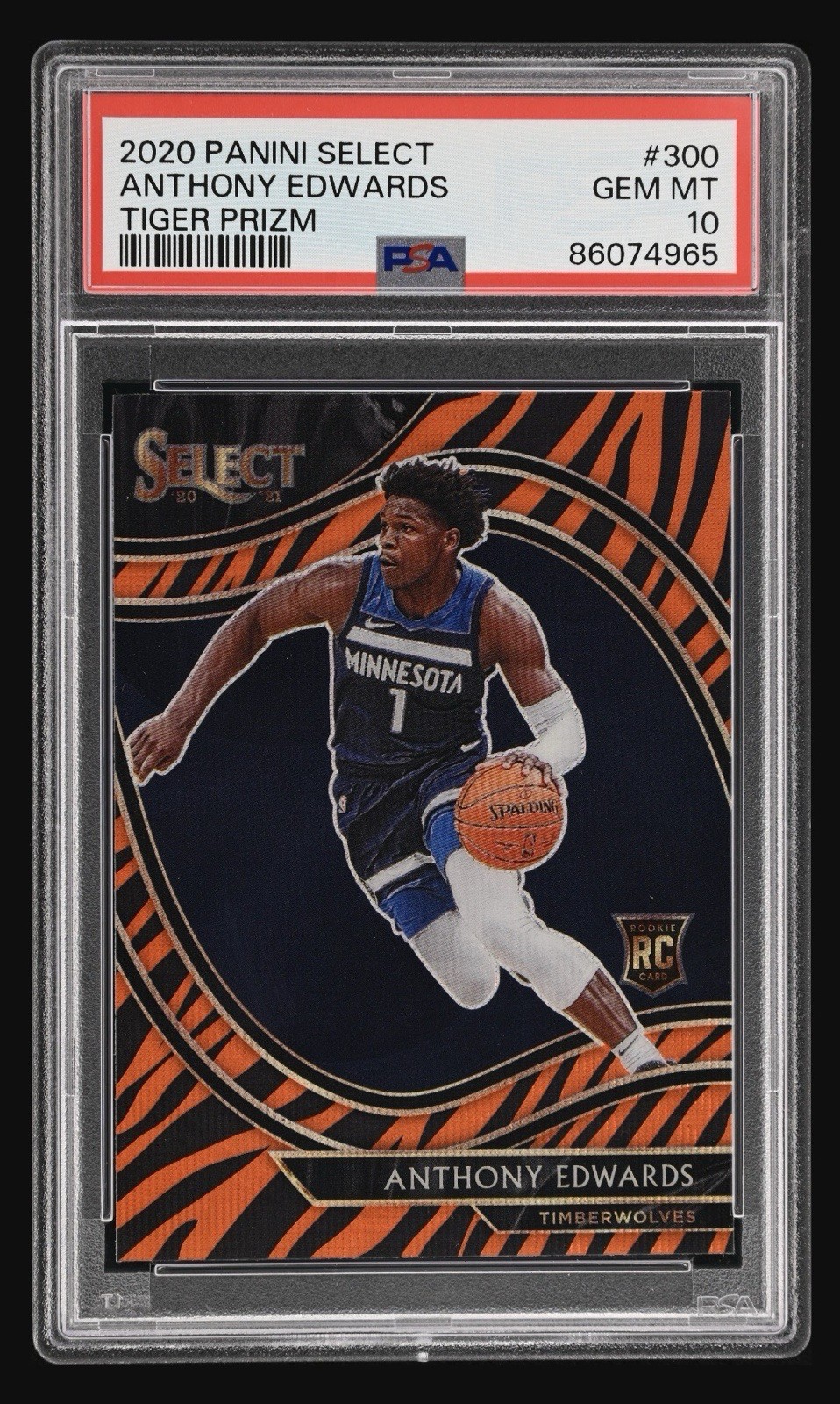 2020-21 Panini Select - Anthony Edwards #300 Tiger Choice Prizm (RC) PSA 10 🔥