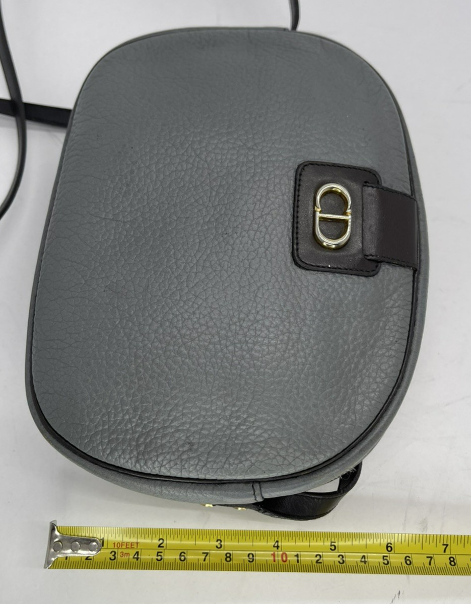 Vintage Christian Dior Shoulder Bag Gray Leather Italy Authentic thumbnail 17