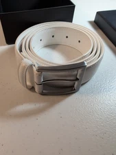 Men’s Gelante White Genuine Leather Belt Size M 34-38 Buckle NIB