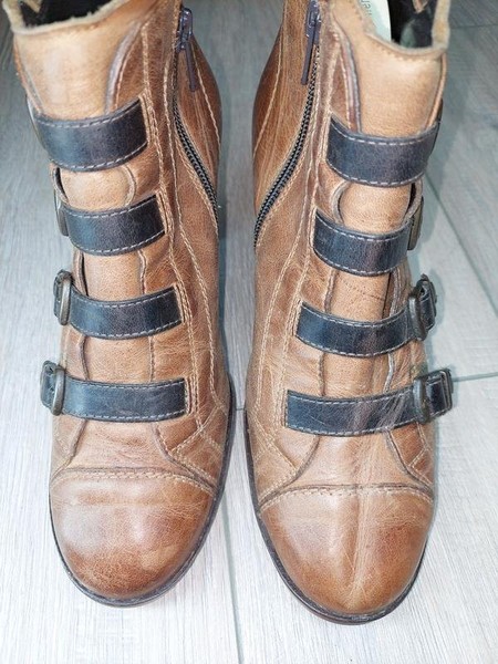 Women Paul Green Ankle Boots Brown Leather 37 #C4EN