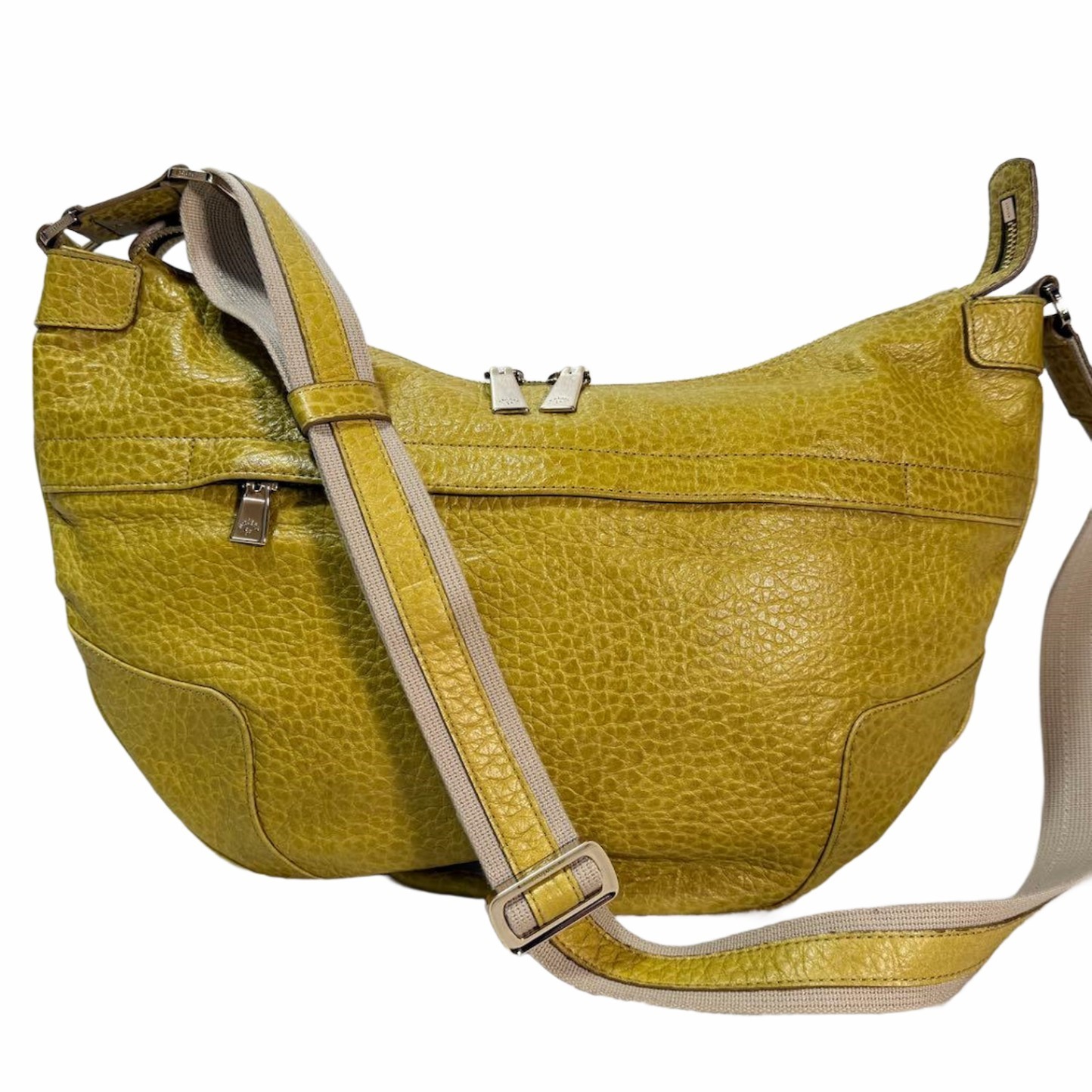 aniary Leather Shoulder Bag Crescent Yellow Used Japan
