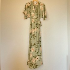 NEW Reformation Winslow Wrap Dress Pergola Floral Green | size XS