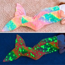 Rainbow Mermaid Sleeping Bag Soft Flannel Mermaid Tail Blanket Children Gifts UK