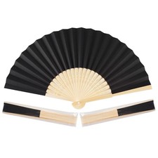 50pcs Black Paper Hand Fan Bamboo Folding Fan Handheld Paper Fan for Wedding ...