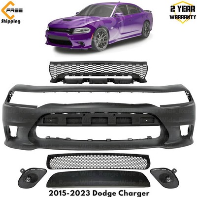 Front Bumper Cover Primed & Grille Assembly Kit For 2015-2023 Dodge Charger