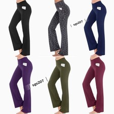 Ladies HIGH WAIST Pocket Leggings Yoga Pants Joggers Gym SportS Trousers Size UK