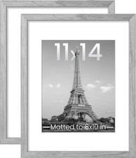 upsimples 11x14 Picture Frame Set of 2, Display Pictures 8x10 with Mat, Gray