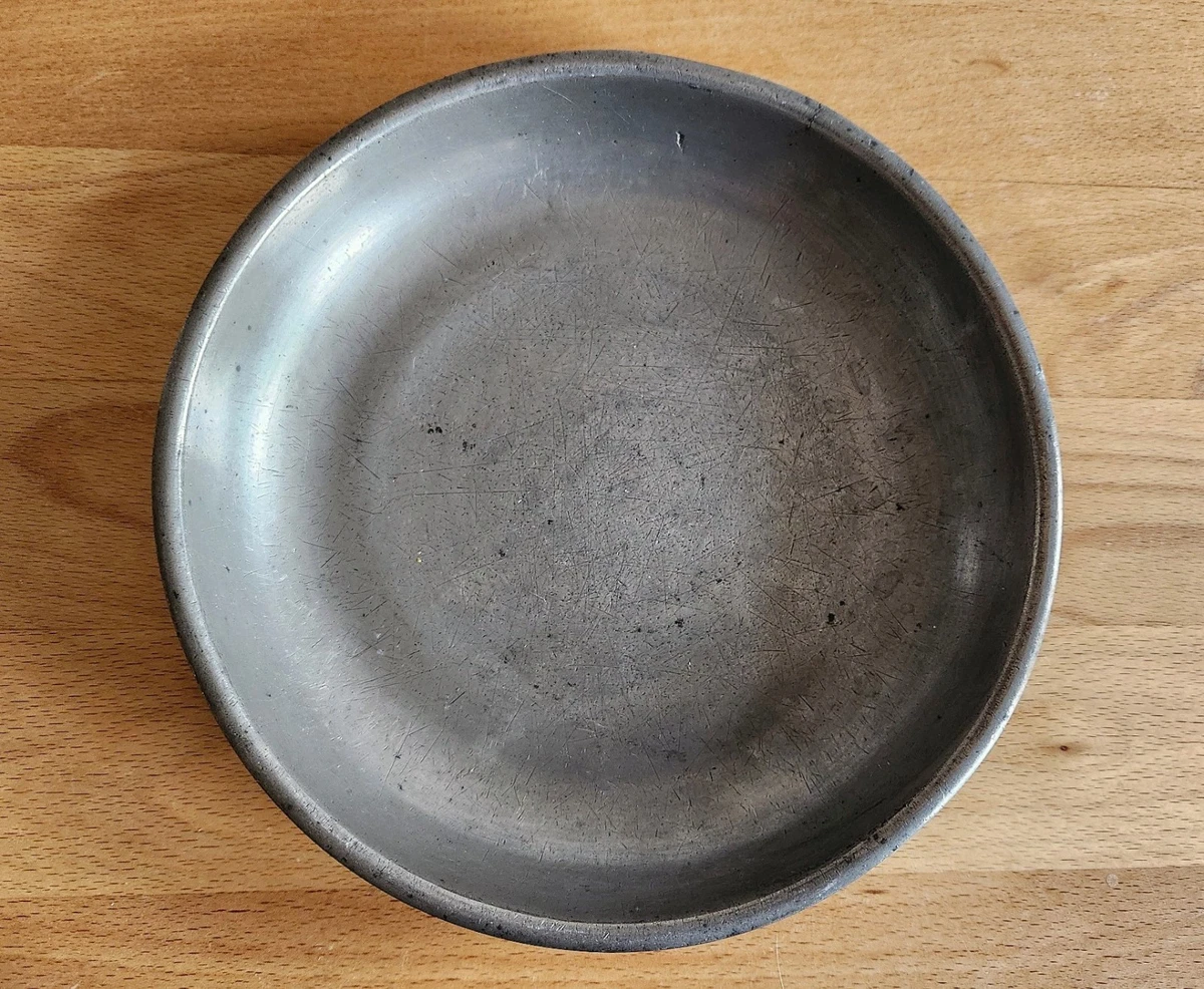 3 Zinn Deko Teller mit Punze Durchm. 20 cm Handarbeit Vintage