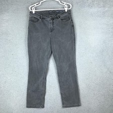 J Jill Denim Jeans Womens 12 Petite Gray High Rise Straight Leg Stretch Zip