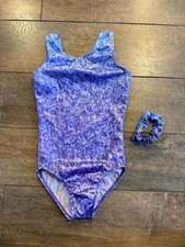 Destira Glitter  Glitz Lavender Leotard Gymnastics Blue Purple Child Medium CM
