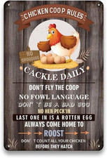 Funny Chicken Coop Signs for outside - Metal Chicken Signs for Coop, Chicken Coo