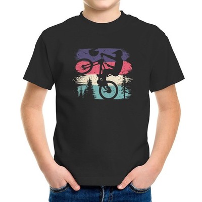 Kids T-Shirt Boys BMX Bike Wheelie Stunt Motif Cyclist Print Shirt