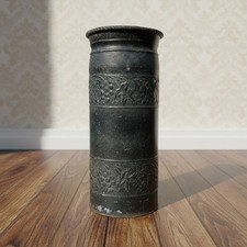 French Country Umbrella Stand Black Metal Embossed Distressed Farmhouse India French Country Umbrella Stand Black Metal Embossed Distressed Farmhouse India - Image 1