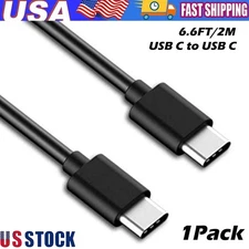 USB C to USB C Cable 6.6FT Black Type-C Fast Charging Cable C to C Charger Cable