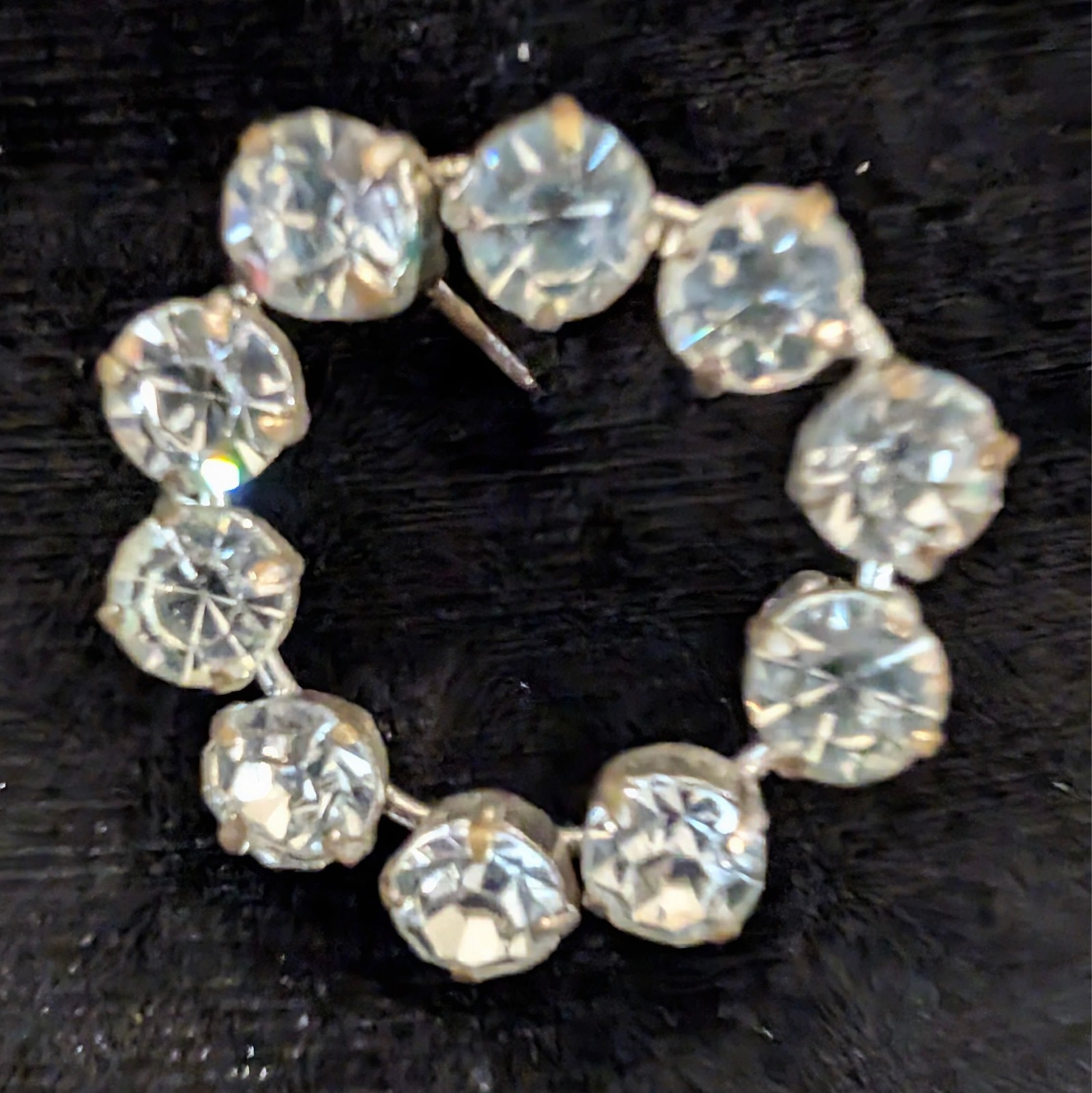 Vintage Paste Stone Brooch – Triangular Silver-To… - image 1