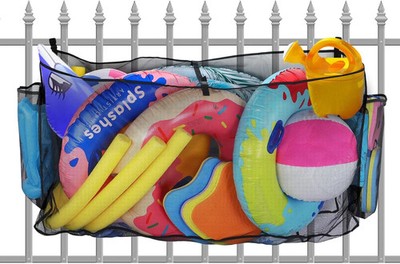 PAMASE Pool Float Storage Bag - 58x31.5x13in Large Hanging Pool Toy Storage Mesh