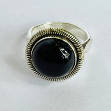 925 Sterling Silver Onyx Gemstone Ring - Black Onyx Ring VK0015