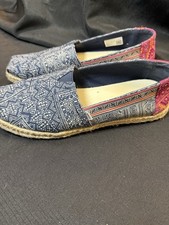 TOMS Women's Espadrille Slip-On Flats Blue Pink Geometric Lightweight Comfort 11