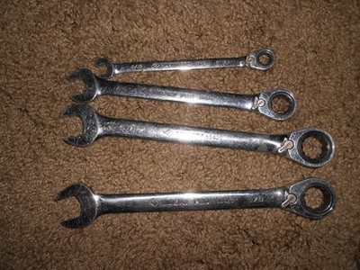 HUSKY PRO Chrome SAE 4 pc Rachet Combination Wrench Set