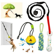 Dog Bungee Tug of War Toy 4 Pieces Set, Indoor Spring Pole Hang Over Door Fra...