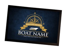 Personalised Boat Mat - Blue & Gold - Sailing boat - 60x40cm Door Mat LC101