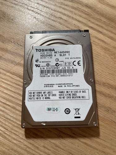 MK1665GSX, A0/GJ001Q, HDD2H85 H ZK01 S, Toshiba 160GB SATA 2.5 Hard ...