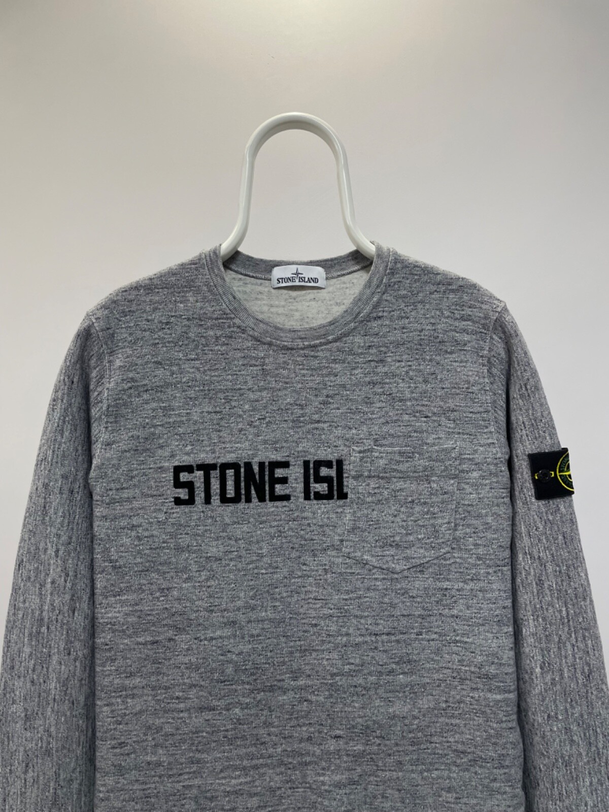 STONE ISLAND Sweatshirt Pocket Big Logo Crewneck Jumper Rare Sweater Men's Sz. L image 5