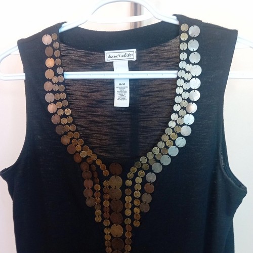 Vintage 90s Deane & White Embellished Tank Top Business Casual Party Top M READ - Picture 7 of 14