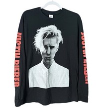 Justin Bieber Unisex Purpose Tour Concert Black Long Sleeve Face T-Shirt Medium