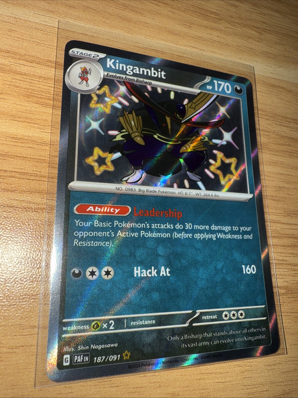 Pokémon TCG Kingambit Scarlet & Violet: Paldean Fates 187/091 Holo Shiny Rare