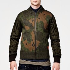 G Star Men's Raw Strike Camo Vest Knit Bomber Jacket Size M Very Rare!