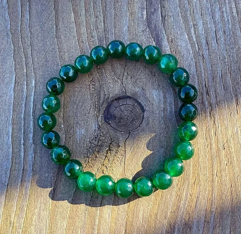 Natural Green Emerald Handmade Beaded Crystal Healing Balance Stretch Bracelet - Image 2 of 4
