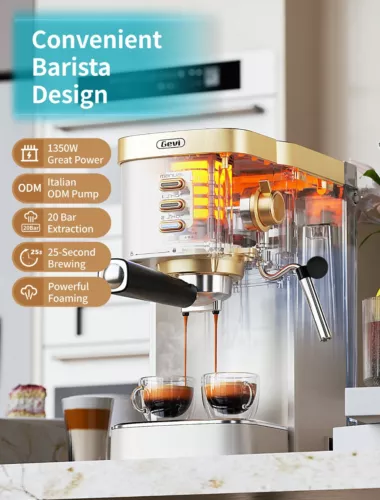 Gevi Espresso Machine 20 Bar with Milk Frother Coffee Machine Latte Cappuccino image