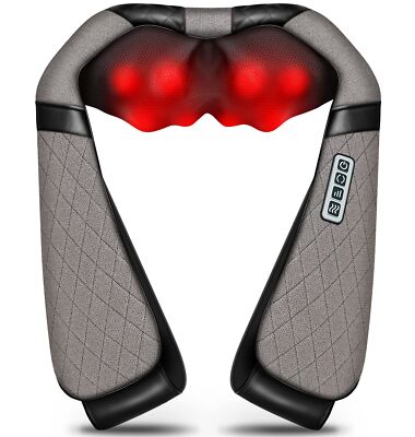 Blue Elf Shiatsu Electric Neck Back Massager Pillow 3D Kneading with Heat for...