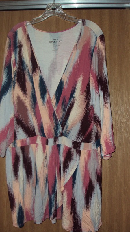 Torrid Sz 5 Multi Colored Striped Super Soft Surplice Babydoll Top
