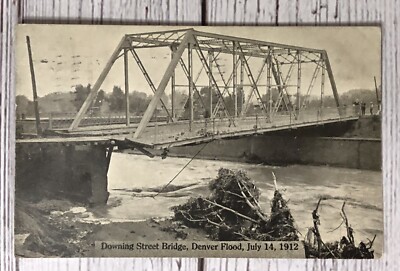 Denver Colorado CO ~ Downing Street Bridge 1912 Flood Disaster Postcard