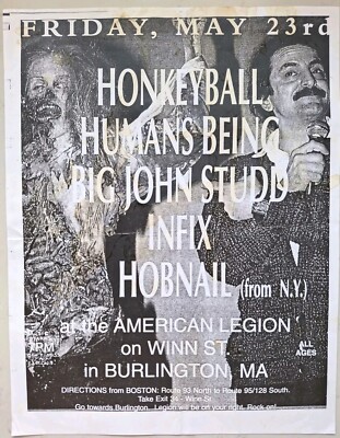 Honkeyball - Original Show Flier Humans Being Big John Stud Infix Hobnail Boston