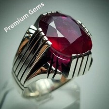 African Ruby, Natural Ruby Silver Ring, Ruby Gemstone Ring Sterling Silver 925