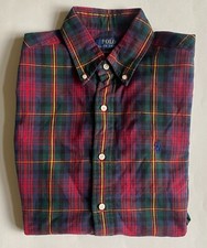  125 NWT Mens Polo Ralph Lauren Classic Fit Plaid Oxford Long Sleeve Shirt Red