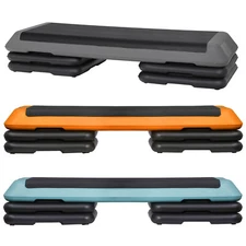 Aerobic Exercise Stepper with 4''-6''-8'' Adjustable Risers Gray/Green/Yellow