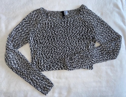 H\u0026M CROPPED WOOL BLEND BLACK WHITE 