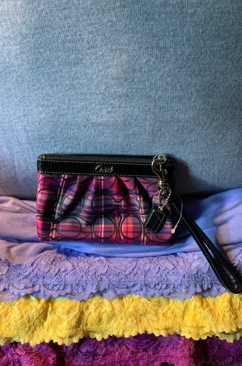 Coach purse with purple trim sale