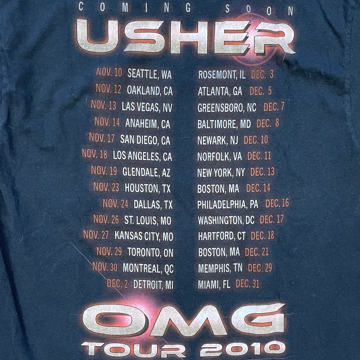 ヴィンテージ Usher OMG Tour 2010 ツアーTシャツ XL ヴィンテージ Usher OMG Tour 2010 ツアーTシャツ XL