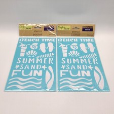 2pk Crafts Square Summer Beach Stencil Scrapbook Lot - 6" x 9"