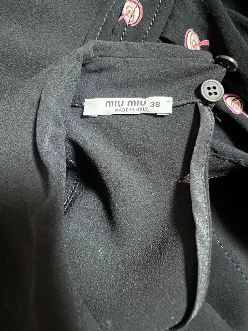 Abito floreale Miu Miu manica corta colore nero rosa taglia 38 S moda donna