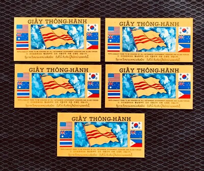 LOT of 5 Vietnam Giay Thong-Hahn SAFE CONDUCT PASS Mint Condition