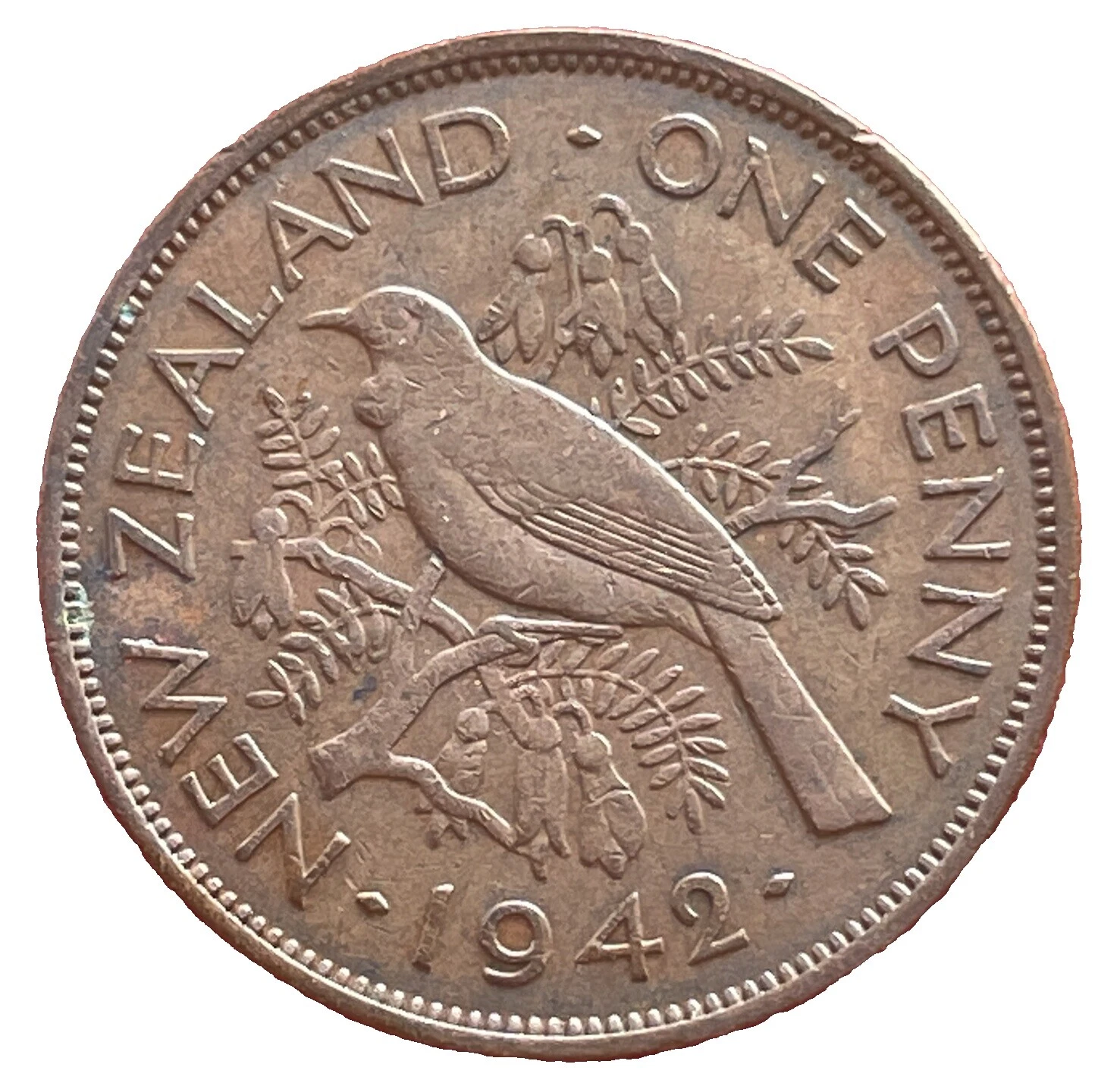 Copper New Zealand Coins 1942 Year