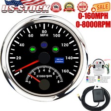 85mm Waterproof Gps Speedometer 0-160mph With Tachometer 8000rpm Gauge Us Stock